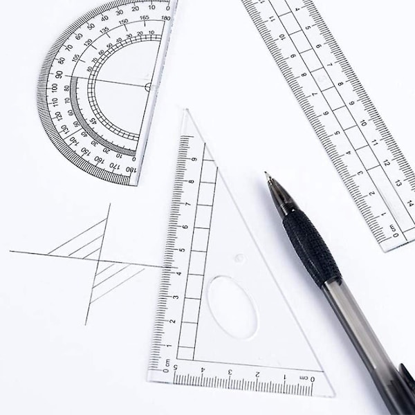 Matematik Geometri Set 8 delar Geometriverktyg Passare Linjal Set Vinkelhakar Geometriska Gradmätare Stiftpennor Suddgummi i Stilren Förvaring