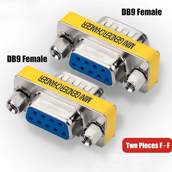 Könsväxlare Sub 9 Pin Paket Om 2 Uttag Till 9 Pin Hona Till 9 Pin Seriell Rs232 Könsväxlare Konverter Adapter