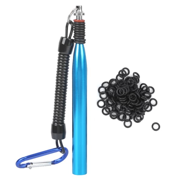 Vacky Rig Tool i Aluminium Legering med Blød Madorm Soft Bait Bindingsring med O-Gummi Ring Blå