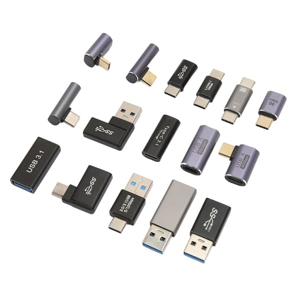 16 st USB-adaptrar USB 3.0 3.1 Typ C Aluminiumlegering Olika Vinklar USB-adapterkit för Telefon Dator Periferiutrustning