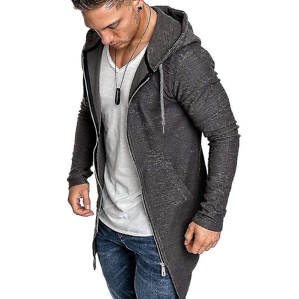 Sporty Zip-Up Herre Hættetrøje Jakke M Grå
