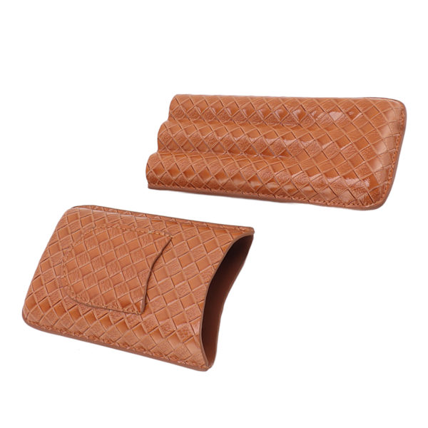 3 Sticks Bärbar Cigarrfodral Läder Cigarr Humidorer Resefuktare Cigarrfodral för Män Gåvor Aurantium