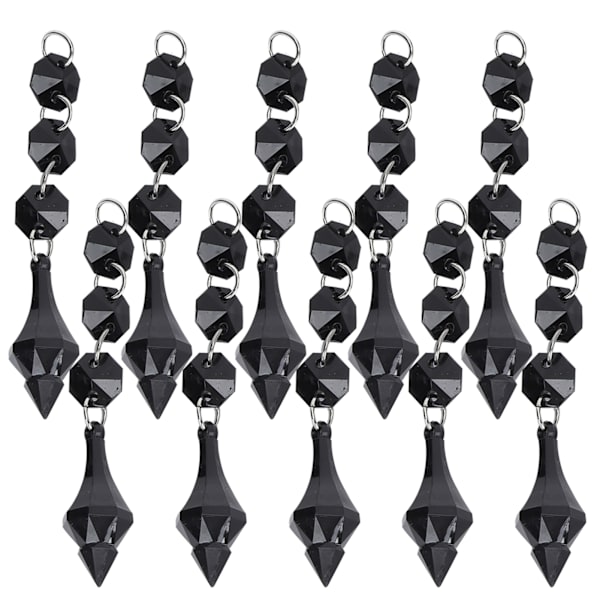 10 stk krystall anheng avsmalnet akrylmateriale uregelmessig perlet ornament DIY lampedekorasjon svart