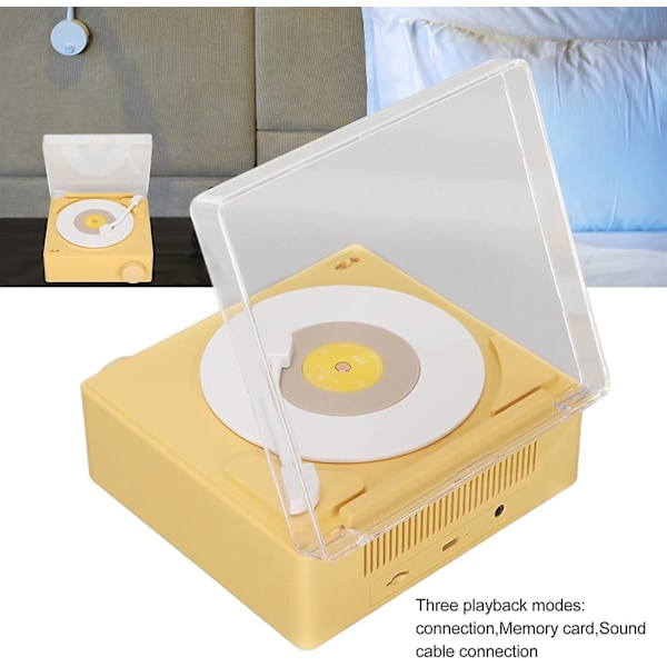 Retro-tyyliinen pyörivä vinyylilevyherätyskellokaiutin, X11 Bluetooth-herätyskellokaiutin 360 asteen stereosoundilla, retro-herätyskello digitaalisella näytöllä, kaiutin DC 5V1A(Ye