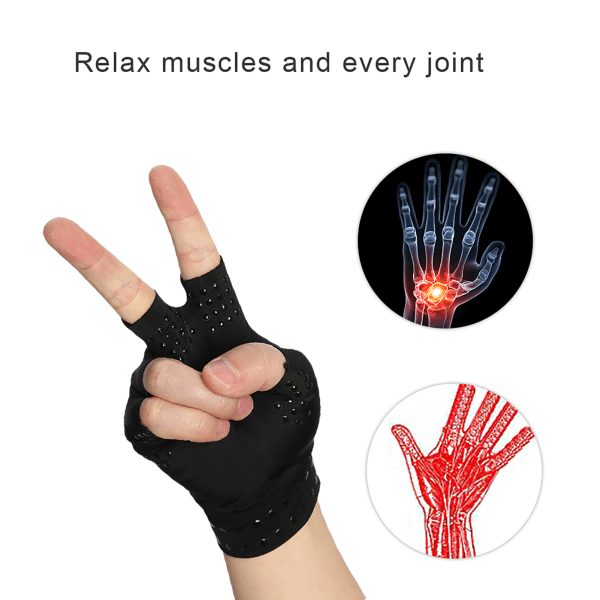 Arthritis Anti edema Magnetiske Handsker Reumatoid Håndsmerte Sundhed Kompressionsterapi Sort Black