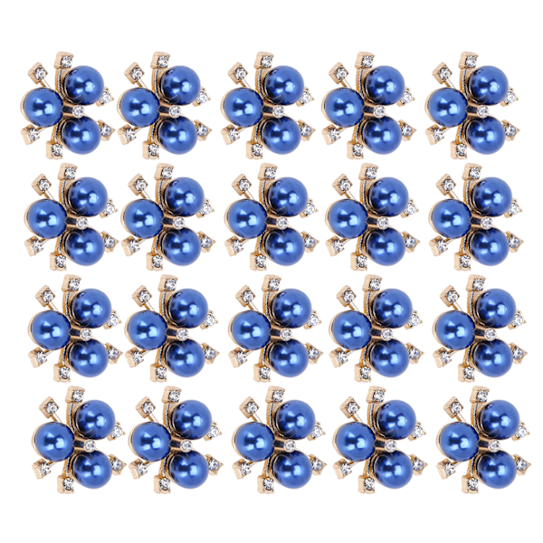 20 st pärlblommor strass DIY kläder manschett brosch mode smycken tillbehör blå