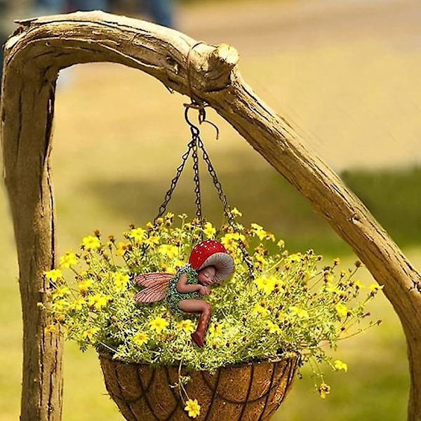 Mini Sleeple Sovende Svampefe Statue Resin Dukkehus Fe Skulptur til Mikro Landskab Resin Ornamenter til Have