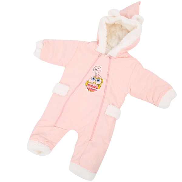 Baby Vinterkläder Varmt Bomullsliknande Klättringstryck Långärmad Vinteroverall Rosa 66cm