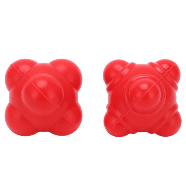 2 stk Gummi Reaction Bounce Balls Uregelmæssig Form Reaction Balls til koordination Agility Speed ​​Training Rød