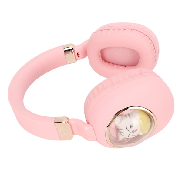 Blåtann Gaming Headset Søt Tegneserie Kablet Trådløs Stereo Hodetelefon med LED-lys for Spill Filmer Musikk Rosa