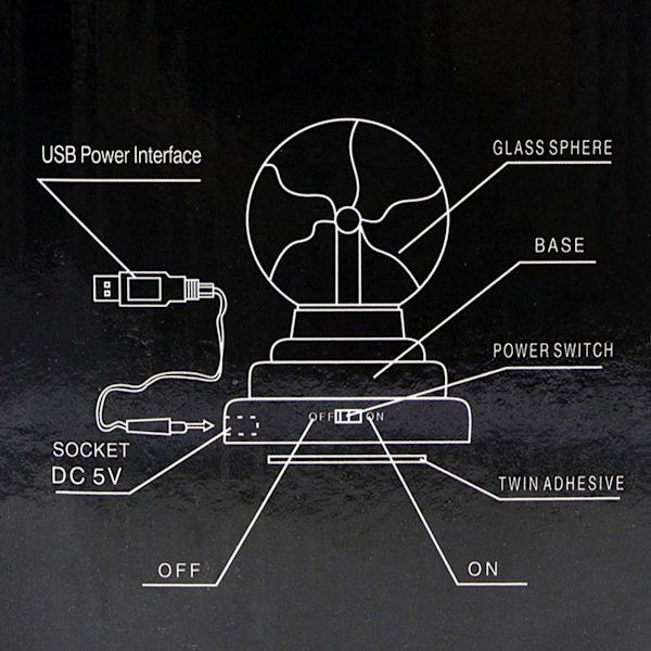3 tommer USB base glas elektrostatisk kugle ion kugle farverige fest lampe lys