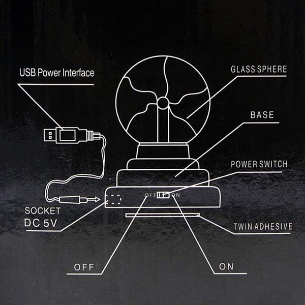 3 tommer USB-base glas elektrostatisk kugle ionkugle farverige festlamper