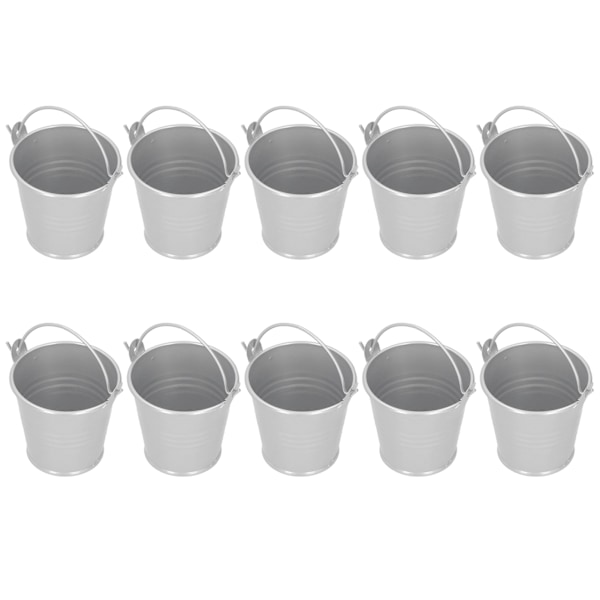 10 kpl Kukkaruukku Mini Mehikasvi Ruukku Pieni Metalliämpäri Sisä- Ja Ulkokoristeluun Hopea 4x5.5x6cm