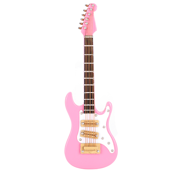 Gitardekorasjon Miniatyrpynt Mini Musikk Instrument Modell Gave Rosa 10cm