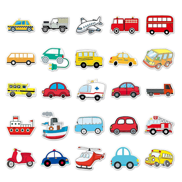 50 Ark Transport Tegneserie Koffert Klistremerker Vanntette Graffiti Klistremerker Tegneserie Dekorasjon for Sparkesykkel Datamaskin Nettbrett
