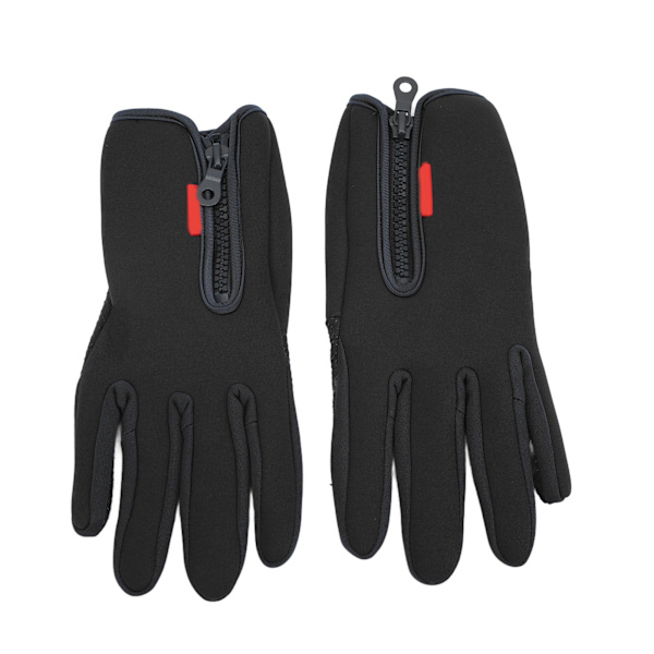 1 par vinter touchscreen-hansker i fleece, termiske, vindtette med glidelås for menn og kvinner, løping, sykling, ski, svart, M