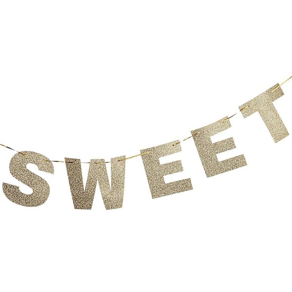 Glitter Love is Sweet -kirjainbannerikoriste Hääjuhlakoristeet Kulta