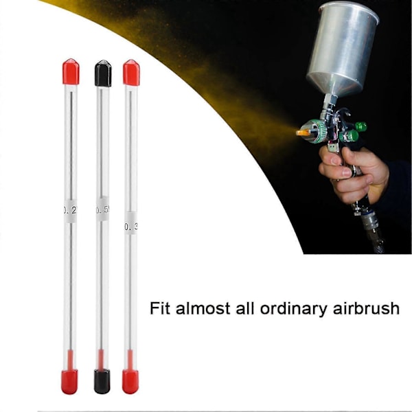 Ersättningsnålar och spetsar för airbrush - 3 st 0,2 mm, 0,3 mm, 0,5 mm Zekai