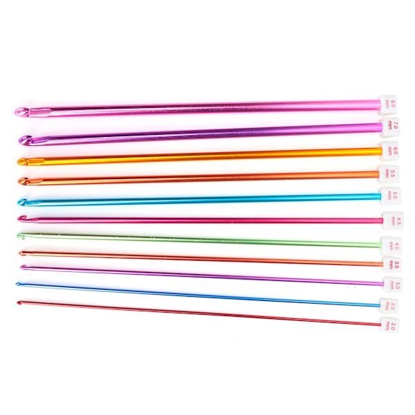 Hæklenåle Alumina 11 stk Multicolor Strikkepinde Håndværk Garn 0,08-0,30in til Strikning