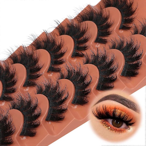 7 par 8D Faux Mink lösögonfransar 20mm Naturliga kattögonfransar Voluminösa falska ögonfransar Längd 1cm-1.5cm Syntetiskt material