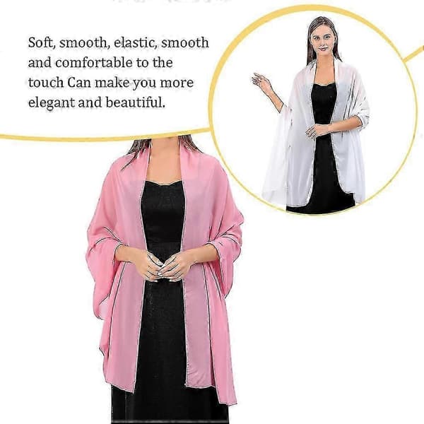 Chiffon Sjal Wrap til Bryllup & Fest Brudetilbehør Let Dekorativt Tørklæde Kappe White