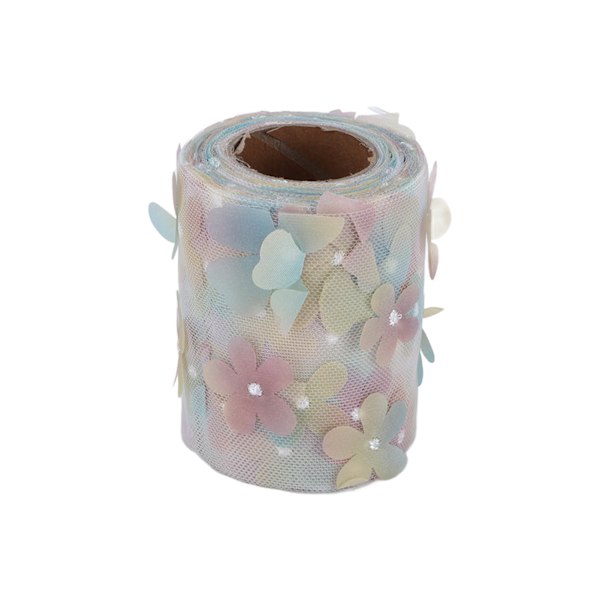 Tulle rulle färgglad gradient blomma rosett nät tyg rulle DIY material bandning gul