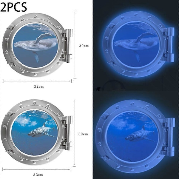 2 st (YGC007+YGC009, Blu-ray) falska självlysande fönsterdekaler tecknade fluorescerande dekorationer, fluorescerande dekal, fluorescerande dekaler