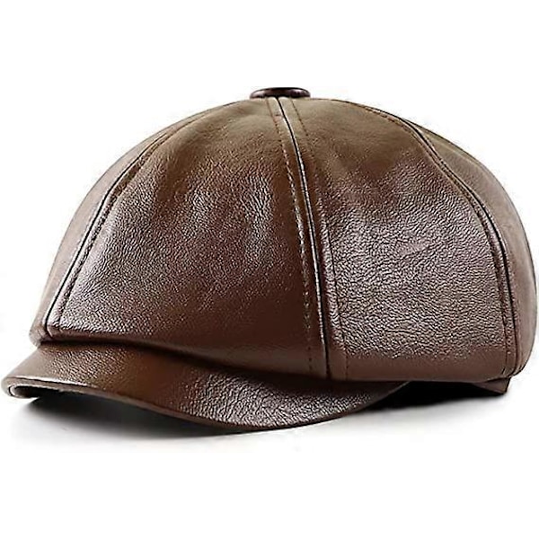 Herr Basker Hatt Gatsby Platt Läder Newsboy Kepsar Brun