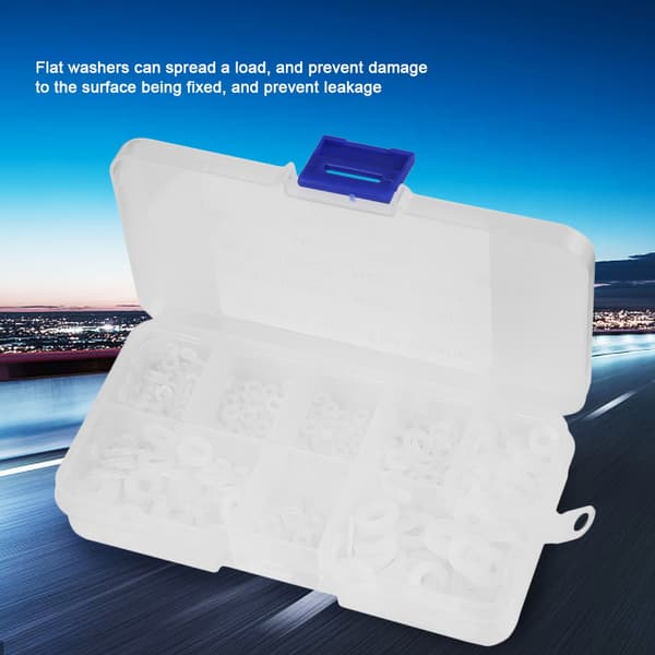 500 st M2-M6 Nylon Platt Bricka Packning Vanliga Brickor Sortimentskit med Låda (Vit)