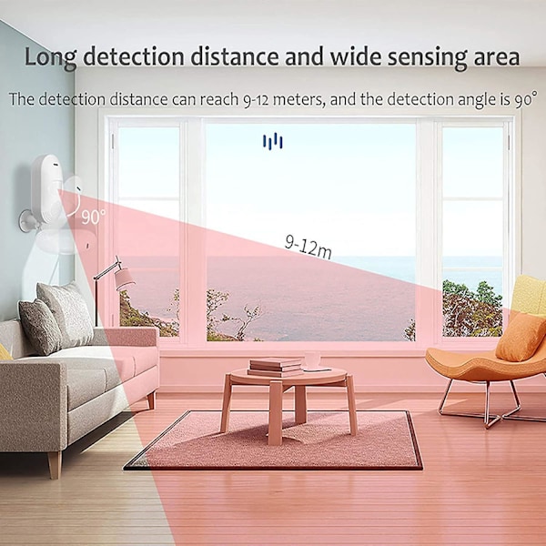 Wifi Bevægelsessensor Alarm med 100db Sirene App Kontrol Lyd og Lysalarm USB Genopladelig Trådløs Bevægelsesdetektor 2 stk