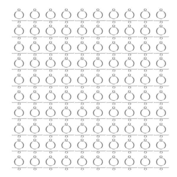 100 sæt Toggle-spænder i legering 2 mm OT-spænde DIY-smykkefremstillingsartikler til halskæde armbånd sølv