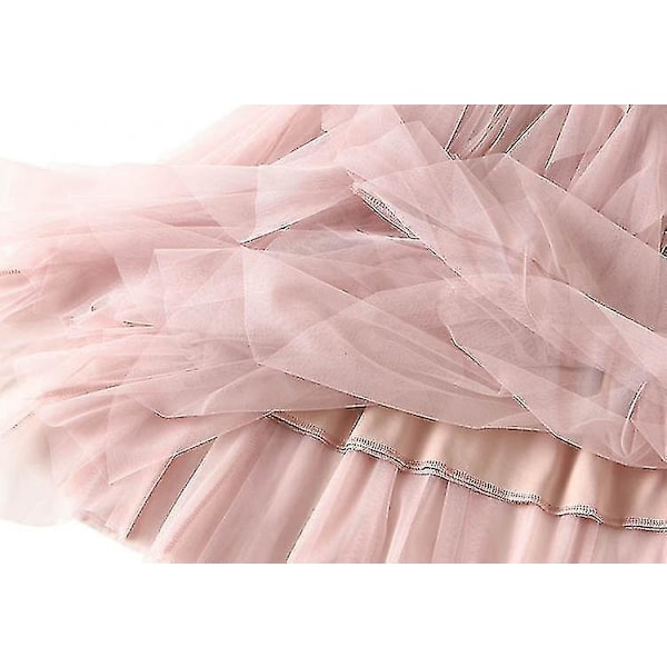 Pink Mesh Ruffle Tutu Lang Swing Skirt til Kvinder