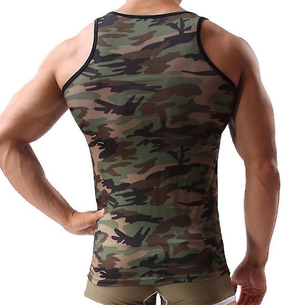 Camo Print Herre Tank Top til Fitness XL Camo