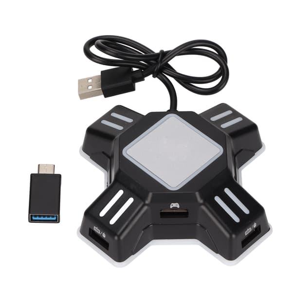 KX tastaturmuskonverter USB-mus tastaturadapter til PS4 til Switch til PS3 til Xbox One sort