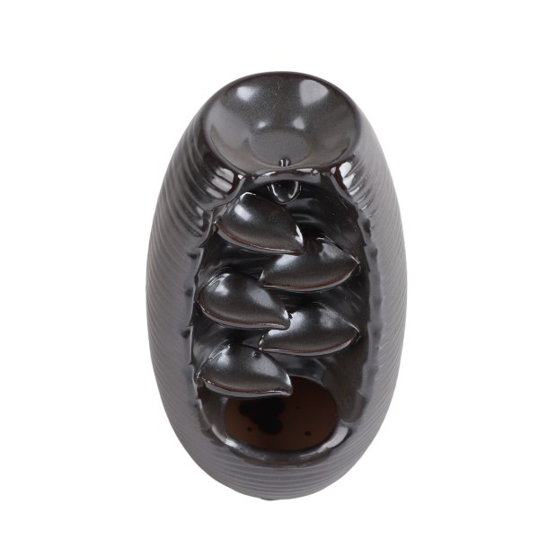 Vandfald Tilbageflow Røgelse Brænder Ornamenter Keramisk Springvand Røgelse Holder med 130 Kegler og Anti Slip Pad 20cm Rust