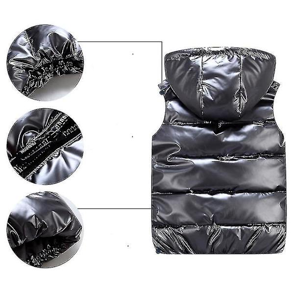 Blank polstret vest med hætte og stand-up krave - Unisex vest S sort