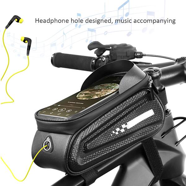 PVC Sort Hard Shell Vandtæt Performance Touching Screen Cykel Taske Mobiltelefon Cykling Pakke Udstyr