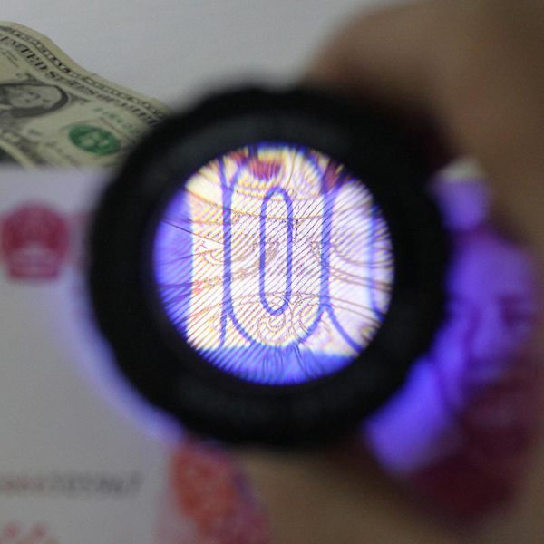 30x LED-upplyst UV-förstoringsglas med justerbar brännvidd, hopfällbar smyckeslupp