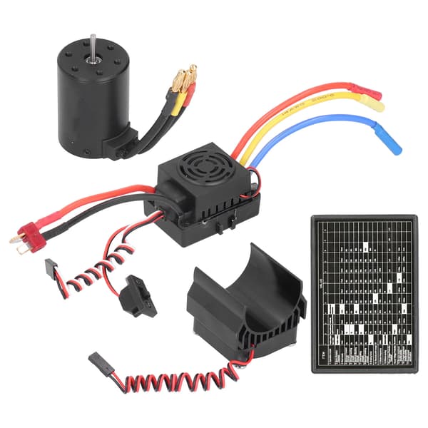 3650 4300KV Borstlös Motor 60A ESC Programkort Motor Kylfläns Set för 1/10 RC Bil