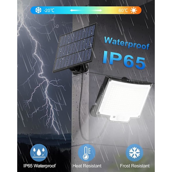 Utomhus solcellslampa - 2-pack, rörelsesensor, 228 LED, 3 lägen, fjärrkontroll, IP65 vattentät