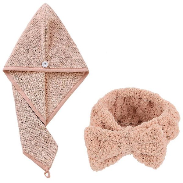 Snabbtorkande cap och set - Superabsorberande mikrofiberhandduk med knappar