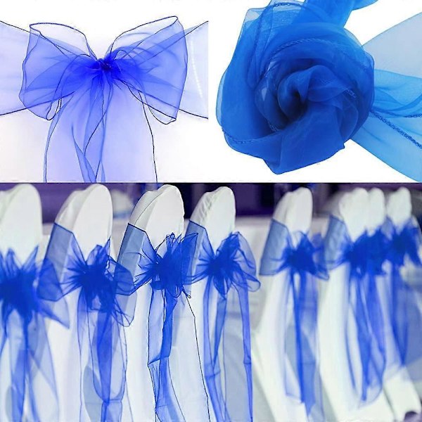 25 st Organza Stolsöverdrag för Bröllopsbankett Partydekoration Stolsrosetter Stolsband Stolsöverdrag Evenemangstillbehör - Kungsblå