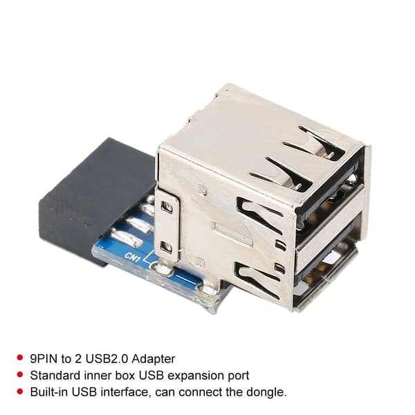 9PIN til 2 USB2.0 PC Bundkort USB Udvidelsesadapter Computertilbehør