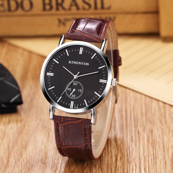 Højkvalitets casual mode bar quartz ikke-mekanisk bælte vandtæt ur Sort urskive Black dial brown