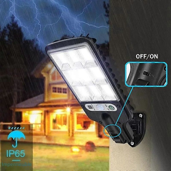Solcellslampor med Rörelsesensor Utomhus Vattentät 117COB LED Säkerhetsvägglampa för Uteplats Garage Trädgård 3 Lägen 108COB4st