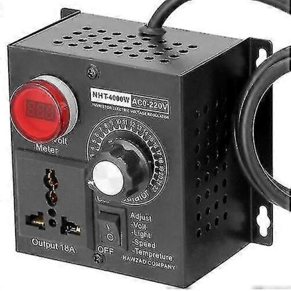 4000W 220V Variabel Spenningsregulator Hastighet Motor Vifte Kontroll Kontroller EU-plugg