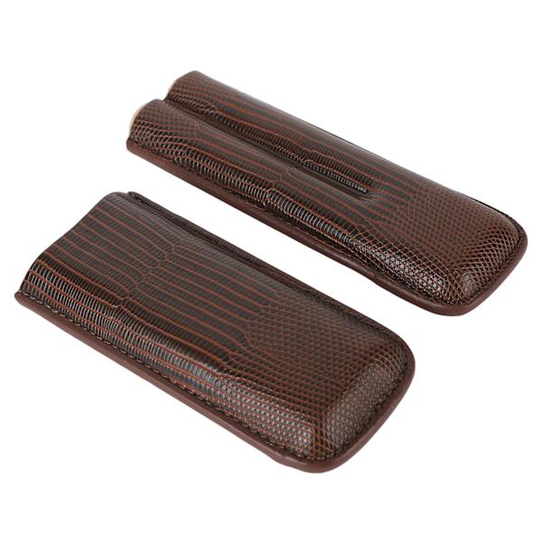 Cigar Etui Holder PU Læder Brun 2 Finger Cigar Bære Rejsetaske Bærbar til Rejse Jubilæumsgaver