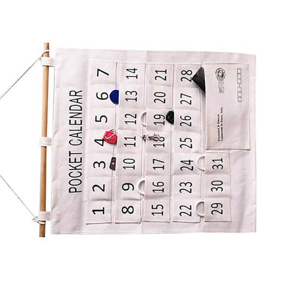 Nummereret kalender lommediagram bomuld og lærred morgen check klasseværelse lommediagram kalender væg hængende arrangør stor 31 lommer