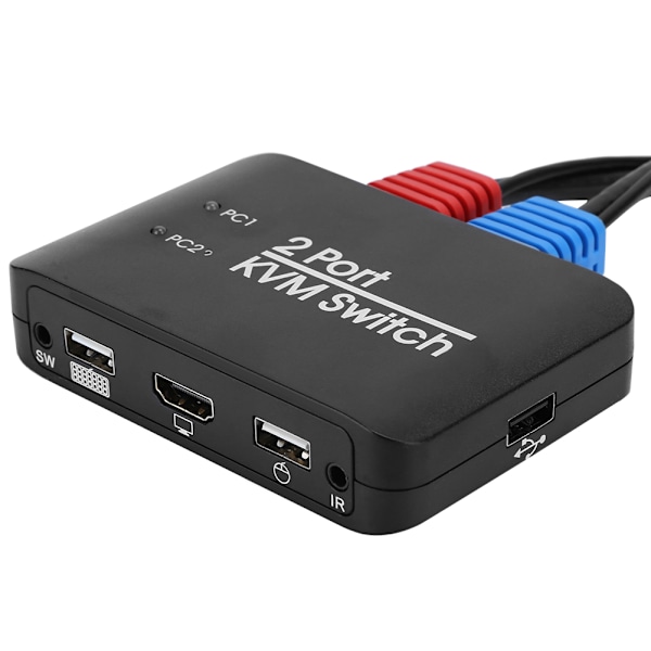 2-porttinen KVM-kytkin USB 2.0 HDMI -kytkin Windows/IOS/OS X/Linux/Netware/Unix/Android -käyttöjärjestelmille