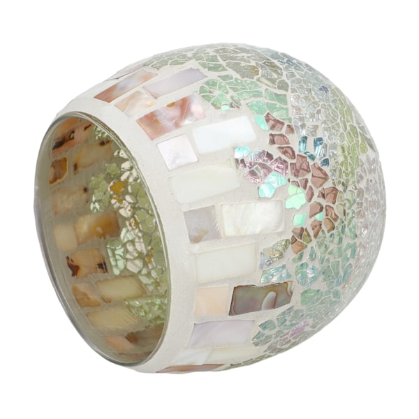 Mosaikk Glass Lysestake Skall Lys Farge Ball Utseende Høy Lysgjennomgang Glass Tealight Lysestake for Bord